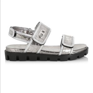 Christian Louboutin Lock Cool Flat Sandals Silver Women’s EU 41.5/US 11.5 $845